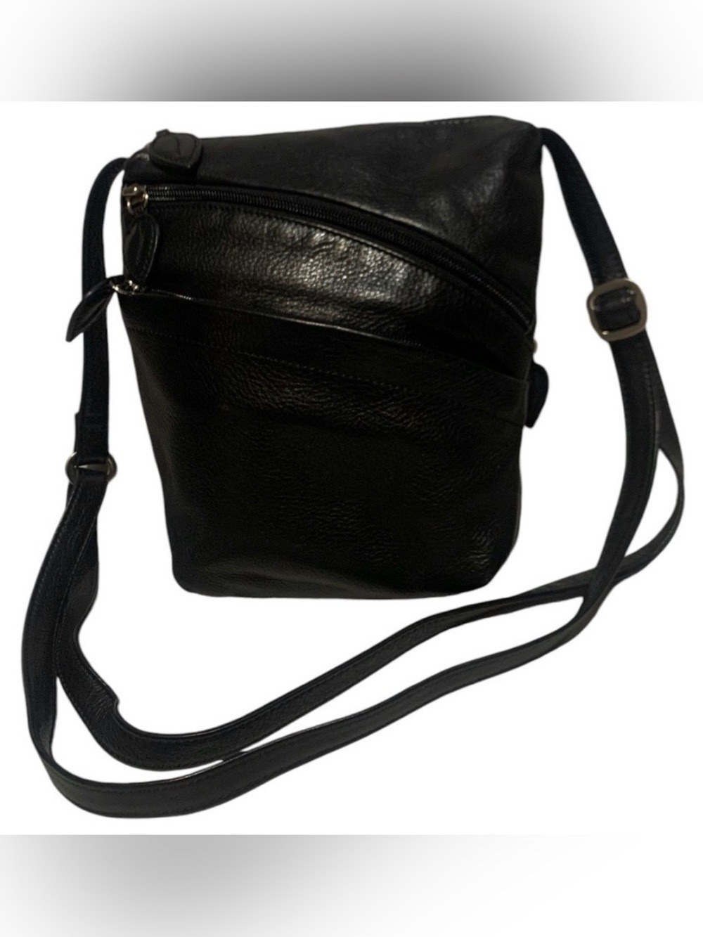 Osgoode Marley Black Soft Leather Crossbody Bag Slouchy Zip Shoulder